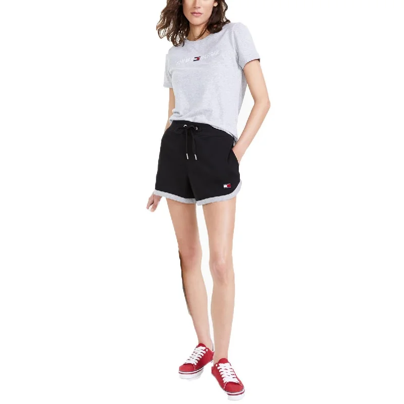 Womens Contrast Hem Drawstring Casual Shorts