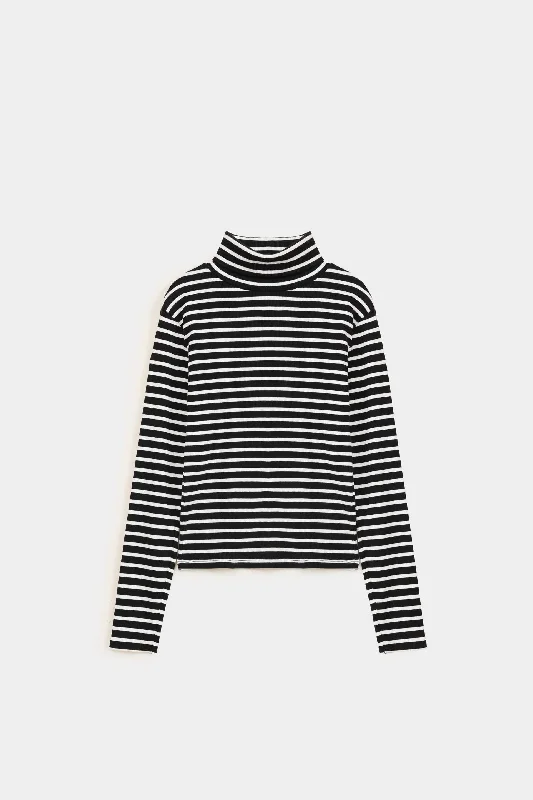 Striped High Neck T-shirt