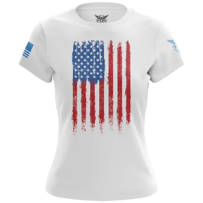 Fresh Paint American Flag Women's Short Sleeve Shirt