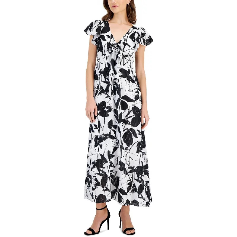 Taylor Womens Printed Chiffon Maxi Dress