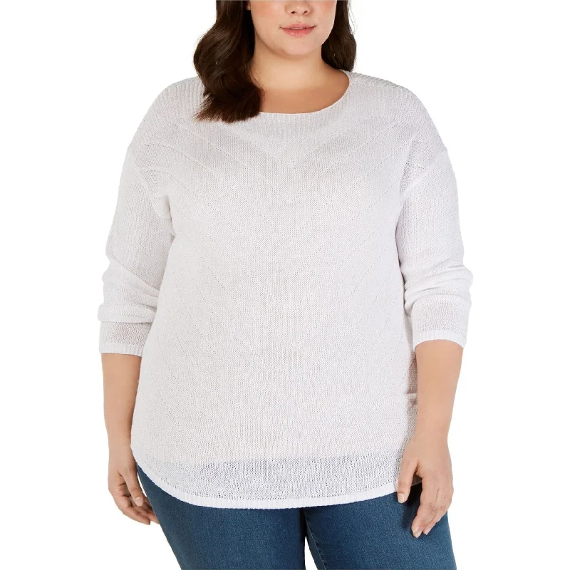 I-N-C Womens Pointelle Tunic Sweater