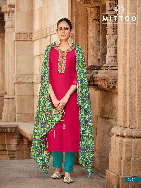 7014 Nylone Viscose Designer Suit with Bandhani Dupatta