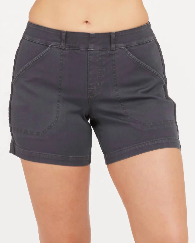 Stretch Twill Shorts, 6" In Washed Black