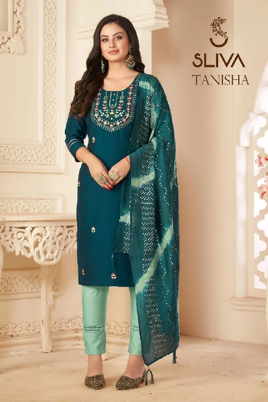 Tanisha Chinon silk with Handwork Designer Suit