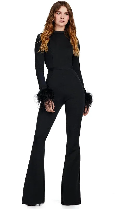 Ashley Lauren 11441 - Feathered Sleeve Jumpsuit