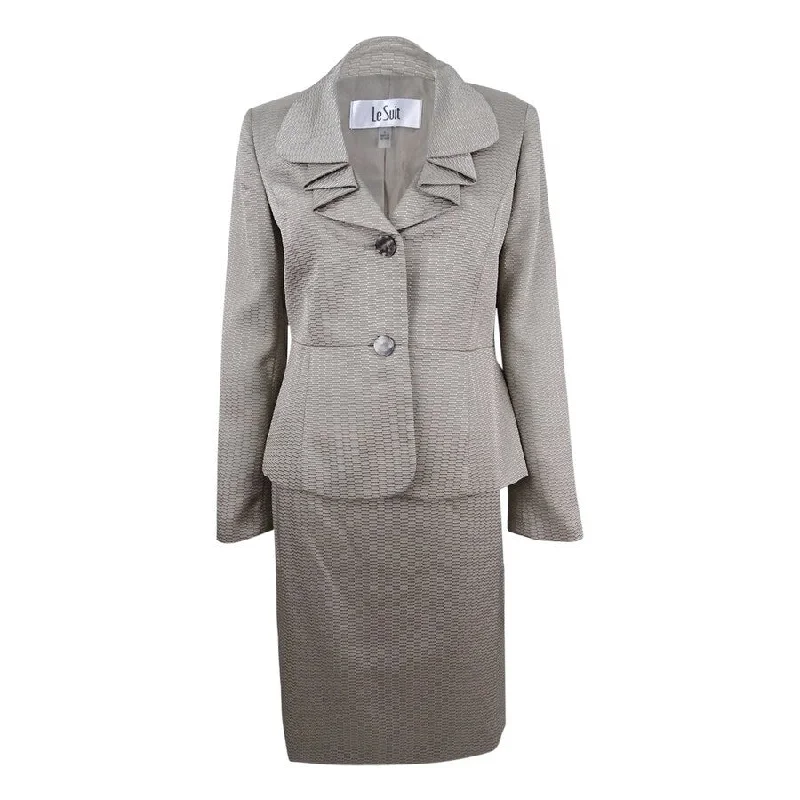 Le Suit Women's Two-Button Shimmer Skirt Suit