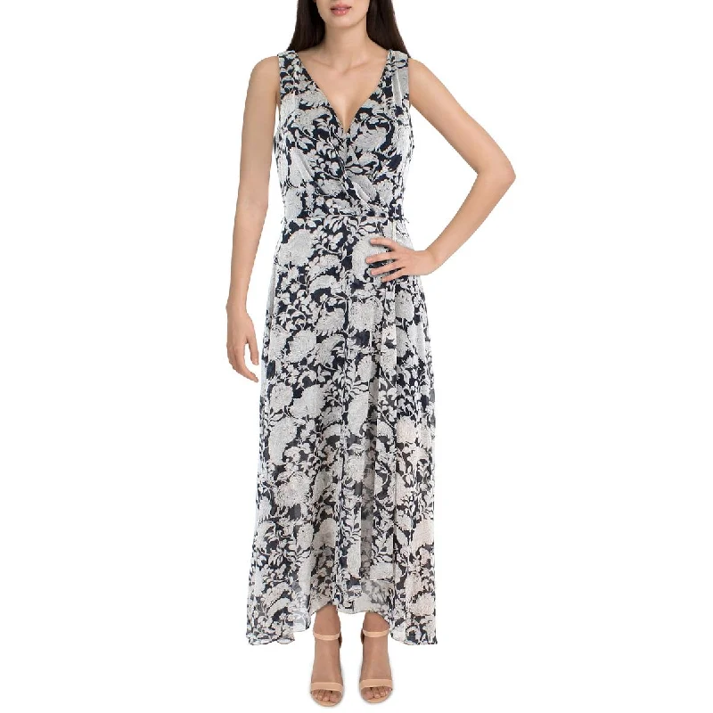 Tommy Hilfiger Womens Chiffon Floral Maxi Dress