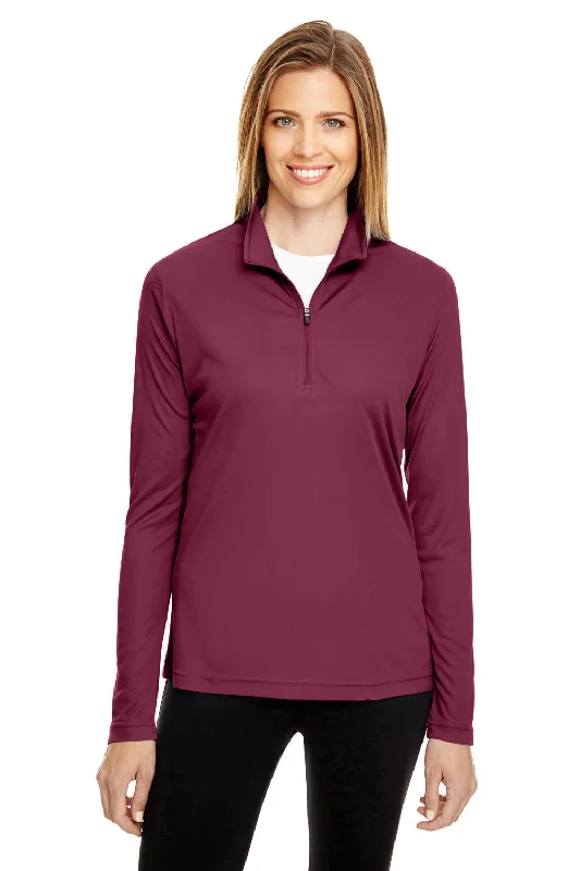 Team 365 Womens Zone Performance Moisture Wicking 1/4 Zip Sweatshirt - Maroon