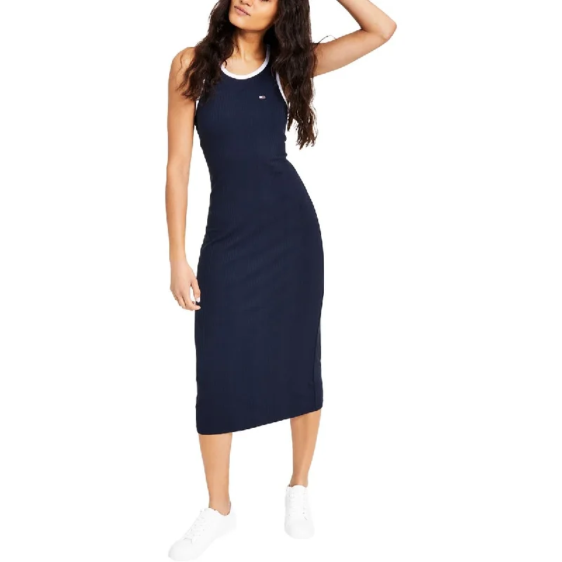 Tommy Jeans Womens Knit Ribbed Knit Maxi Dress