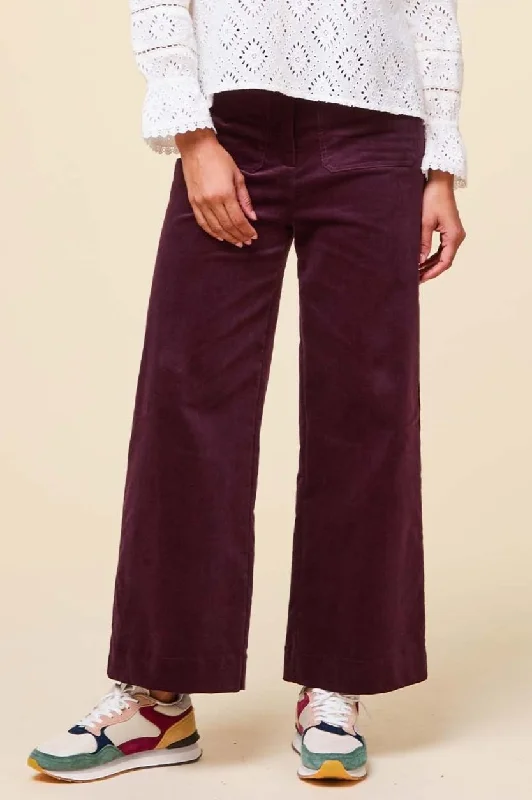 Kendal Cropped Stretch Corduroy Trouser | Burgundy