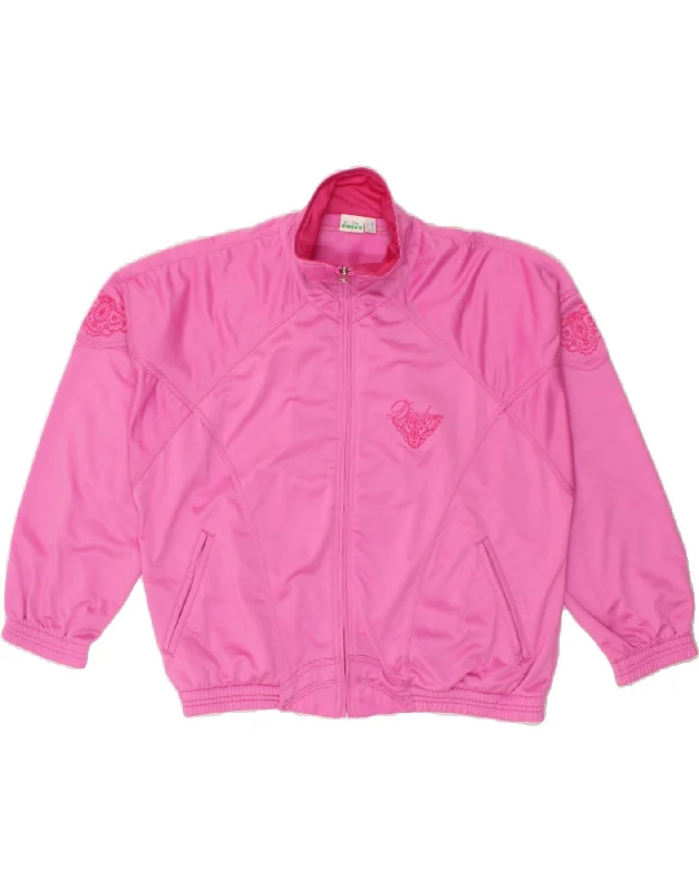 DIADORA Womens Tracksuit Top Jacket EU 38 Medium Pink Polyester