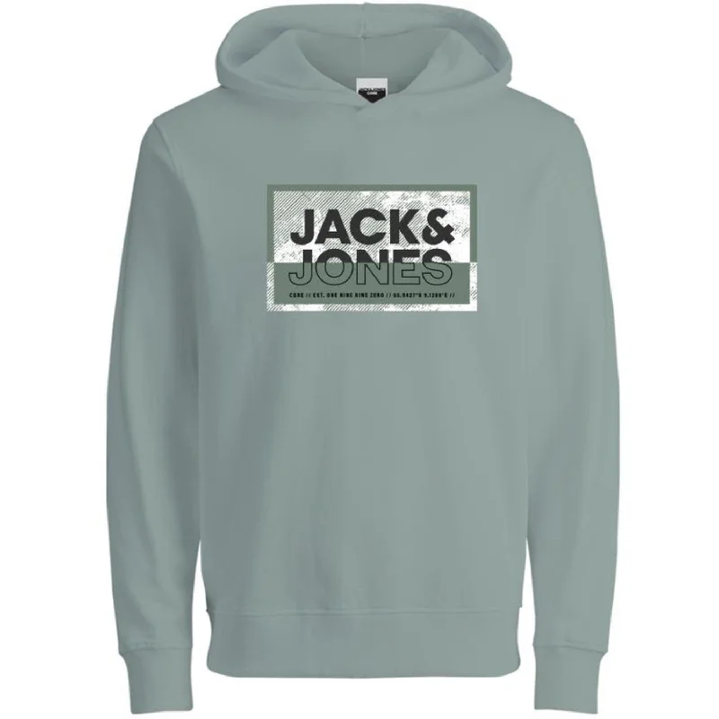 Jack & Jones Junior Aqua Gray Cologan Print Sweat Hoodie