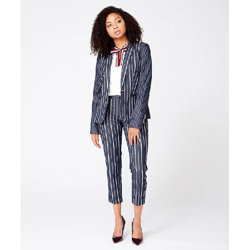 Tommy Hilfiger Women's Pinstripe Blazer Blue Size 0