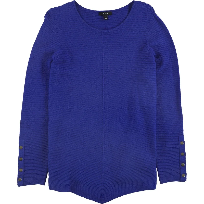 Alfani Womens Ribbed Pullover Sweater, Blue, 0X