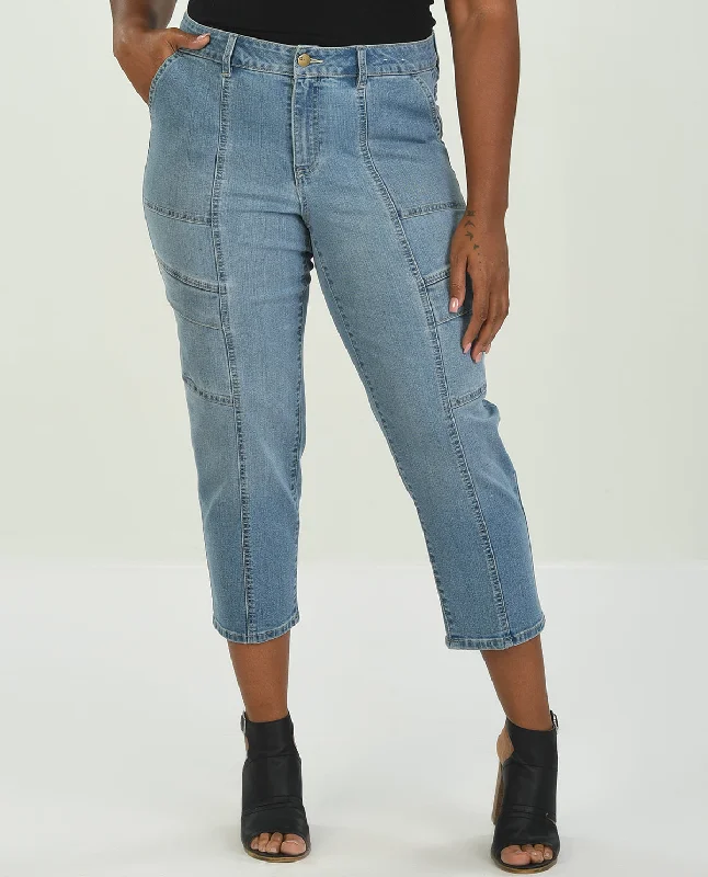 D Jeans Plus Utility Pocket Straight Leg Ankle Jean