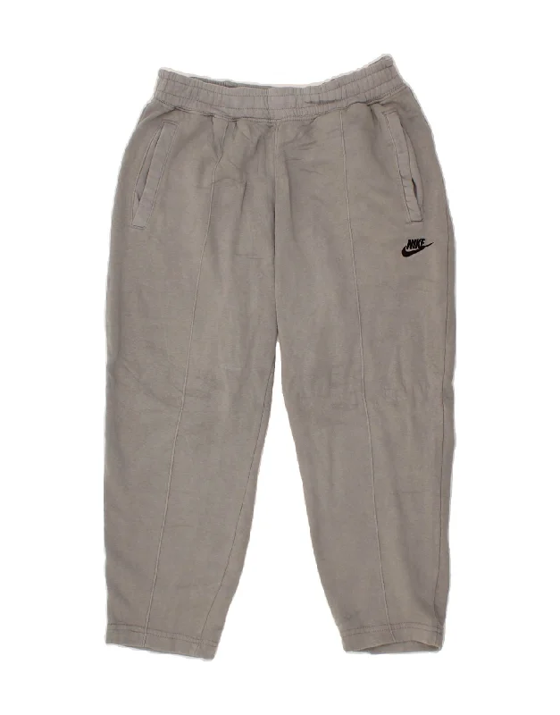 NIKE Womens Tracksuit Trousers Joggers UK 12 Medium Grey Cotton