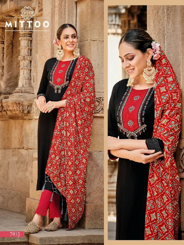 7015 Nylone Viscose Designer Suit with Bandhani Dupatta