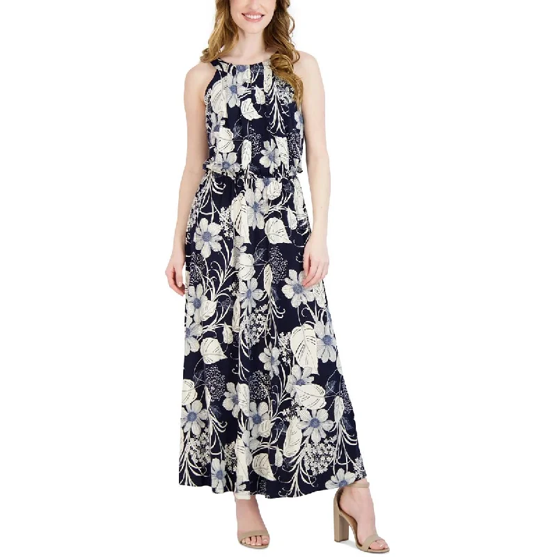 Signature By Robbie Bee Womens Petites Floral Print  Maxi Dress