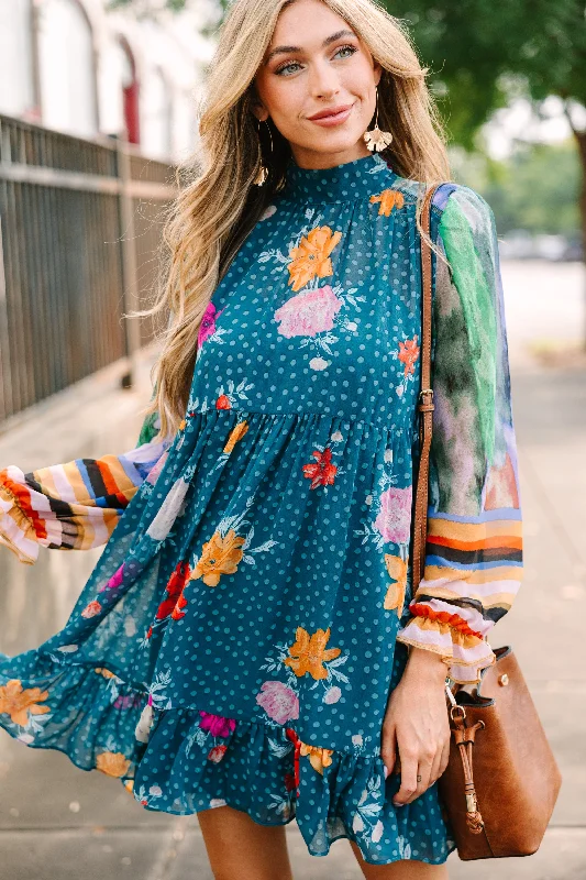 Fate: Problem Solved Teal Blue Floral Dress