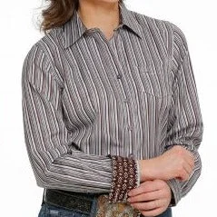 Cinch Women's Multi Stripe Long Sleeve Button Down