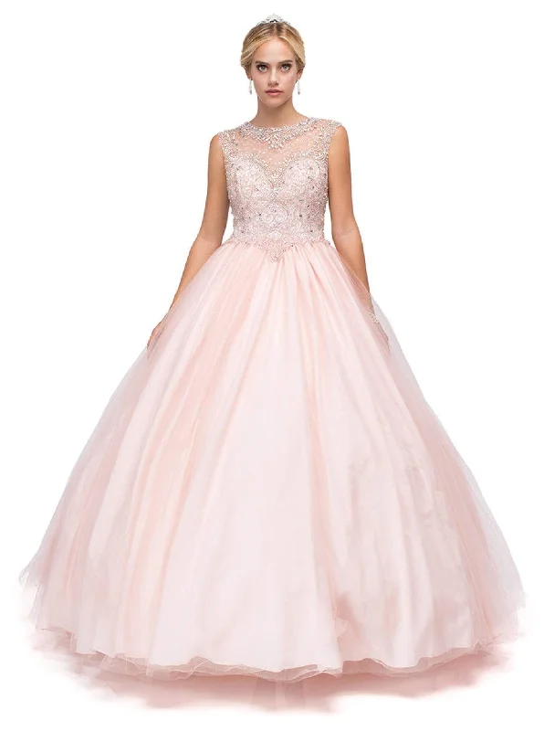 Dancing Queen - 1149 Cap Sleeve Jeweled Illusion Bodice Ballgown