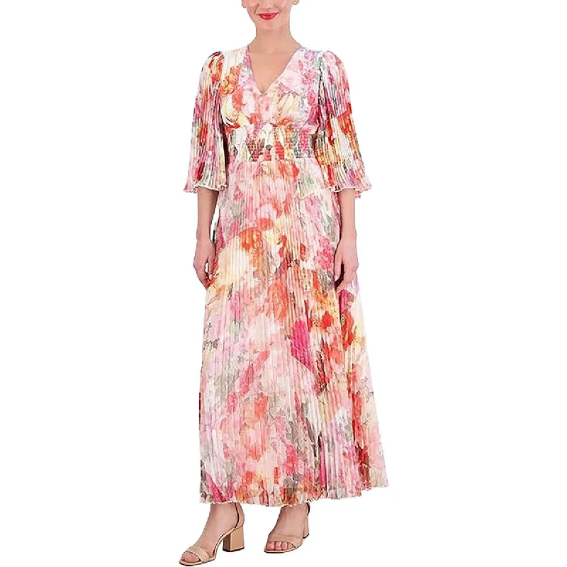 Vince Camuto Womens Chiffon Floral Maxi Dress