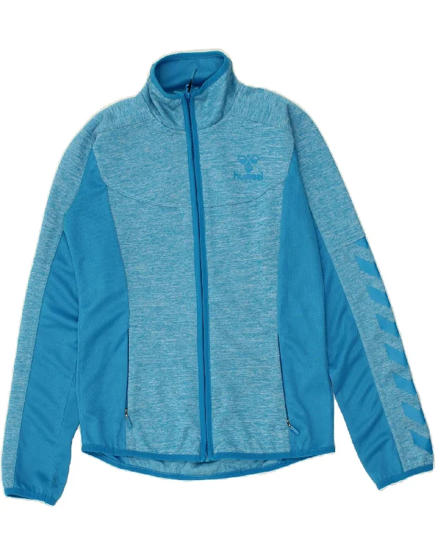 HUMMEL Womens Graphic Tracksuit Top Jacket UK 10 Small Blue Colourblock