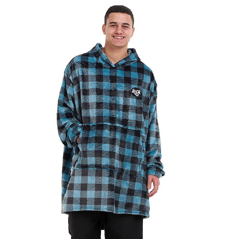 Snuggs Blanket Hoodie Checkered Blue