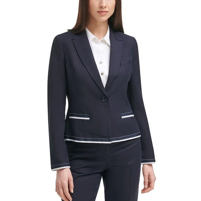 Tommy Hilfiger Women's Ribbon Trim Blazer Blue Size 16