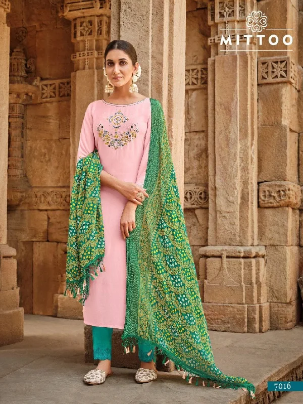 7016 Nylone Viscose Designer Suit with Bandhani Dupatta