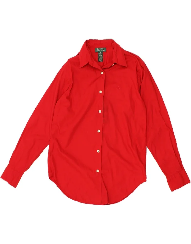 RALPH LAUREN Womens Shirt US 6 Medium Red Cotton