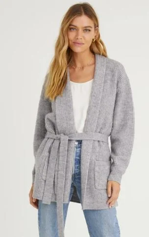 Bella Dahl Long Sleeve Shawl Collar Cardigan Heather Grey