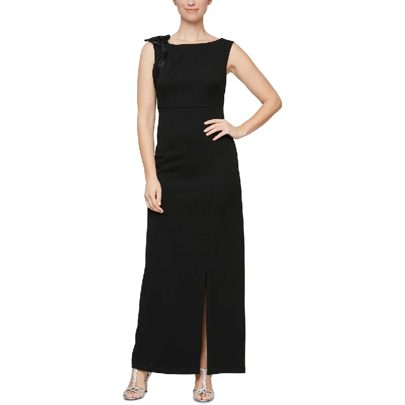 SLNY Womens Scuba Crepe Long Maxi Dress