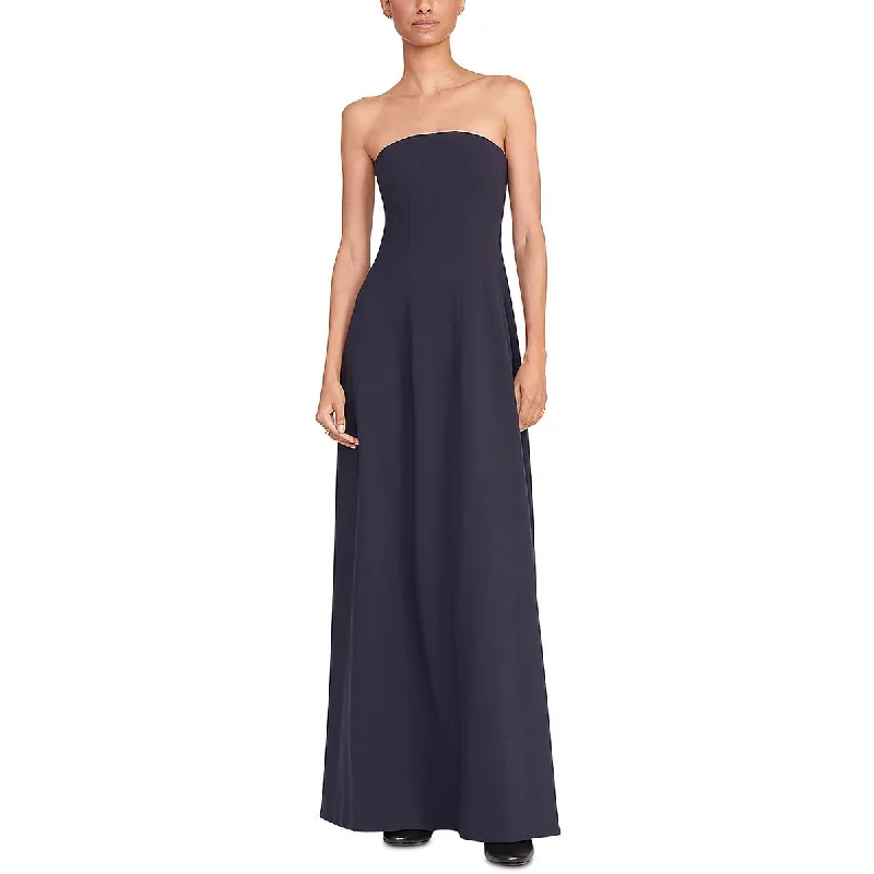 STAUD Womens Benjamin Pintuck Tea-Length Maxi Dress