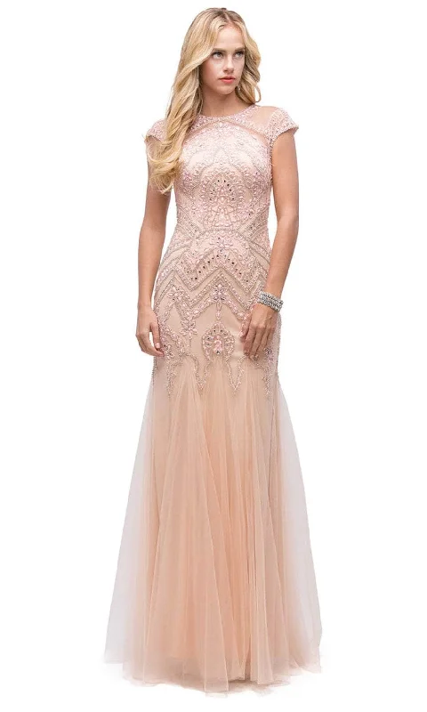 Dancing Queen 9734 - Cap Sleeve Trumpet Prom Gown