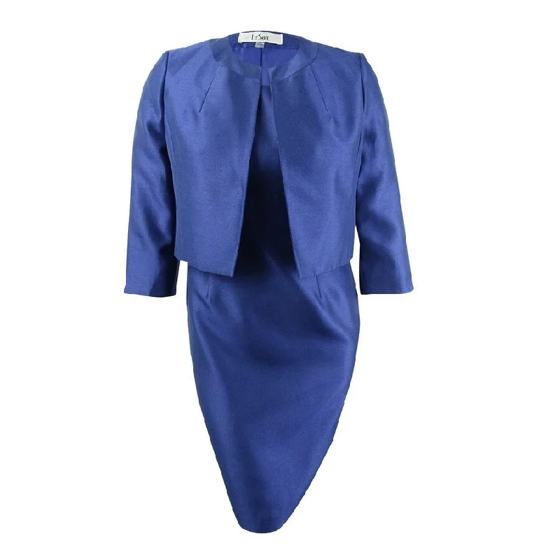 Le Suit Women's Shiny Flyaway Jacket & Dress Suit