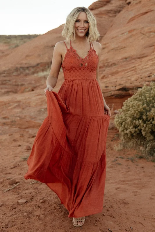 Summerlin Lace Top Maxi Dress | Rust