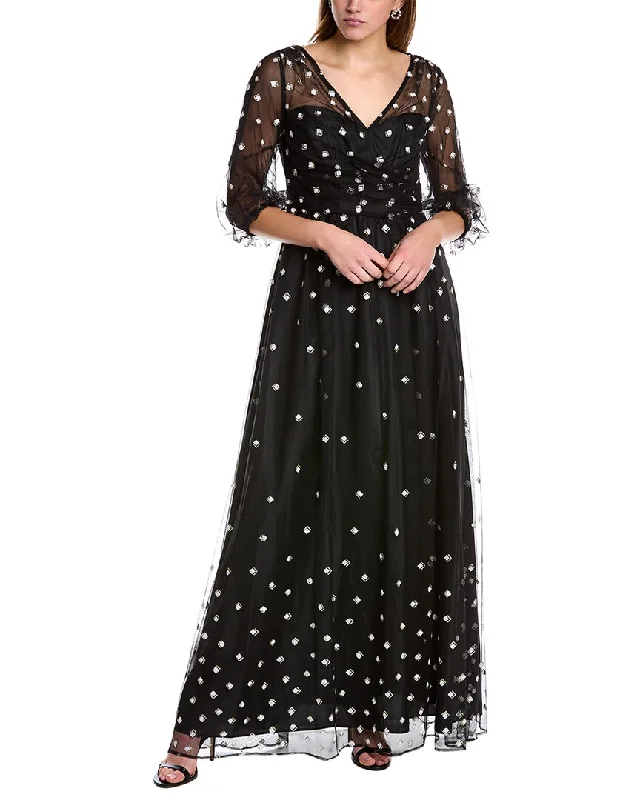 Adrianna Papell Glitter Mesh Maxi Dress