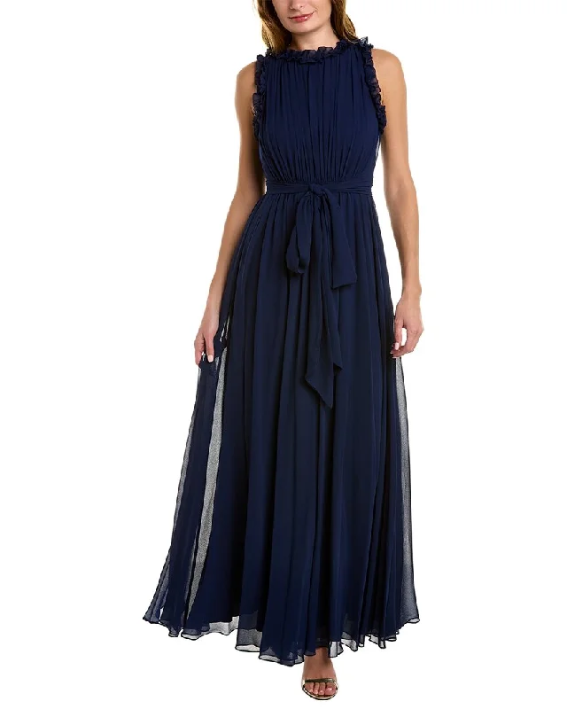 Badgley Mischka Ruffle Trim Gown