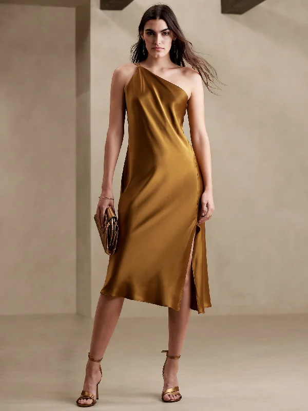 Divine Silk One-Shoulder Dress