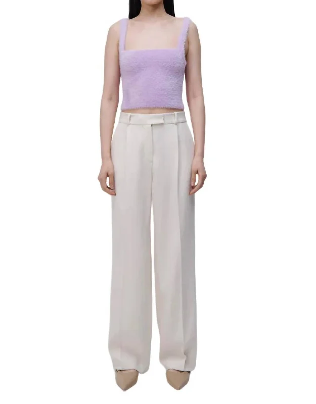 Novia Pleated Straight Leg Pant In Eggshell