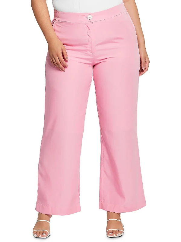 Plus Womens Textured High Rise Capri Pants