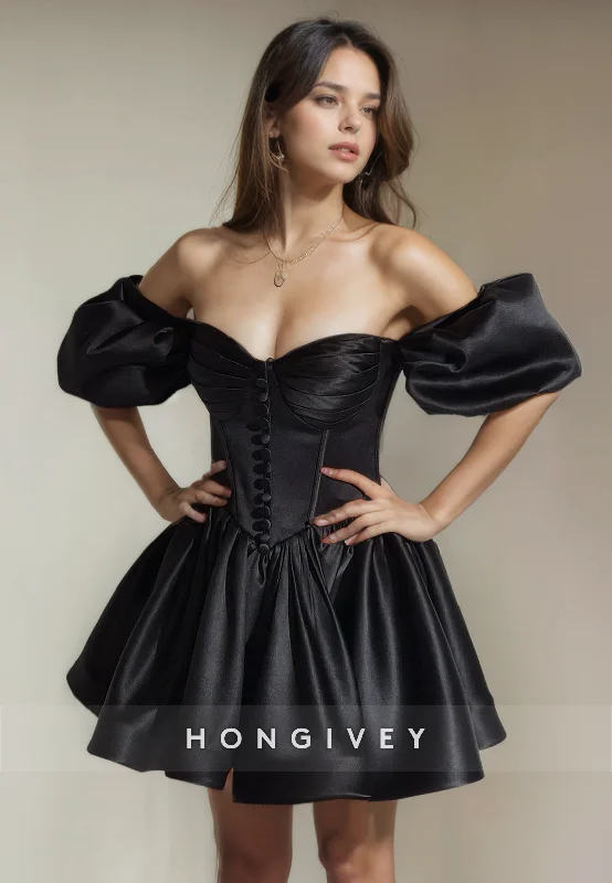 Off-Shoulder Sweetheart A-Line Empire Short Party Homecoming Dress