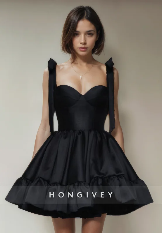 A-Line Sweetheart Spaghetti Straps Short Party Homecoming Dress