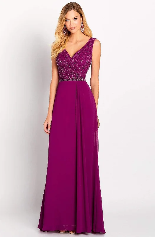 Cameron Blake - 119641 Asymmetrical Beaded Chiffon Gown