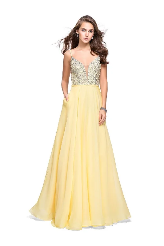 La Femme - 26278 Deep Sweetheart Neck Chiffon A-line Gown